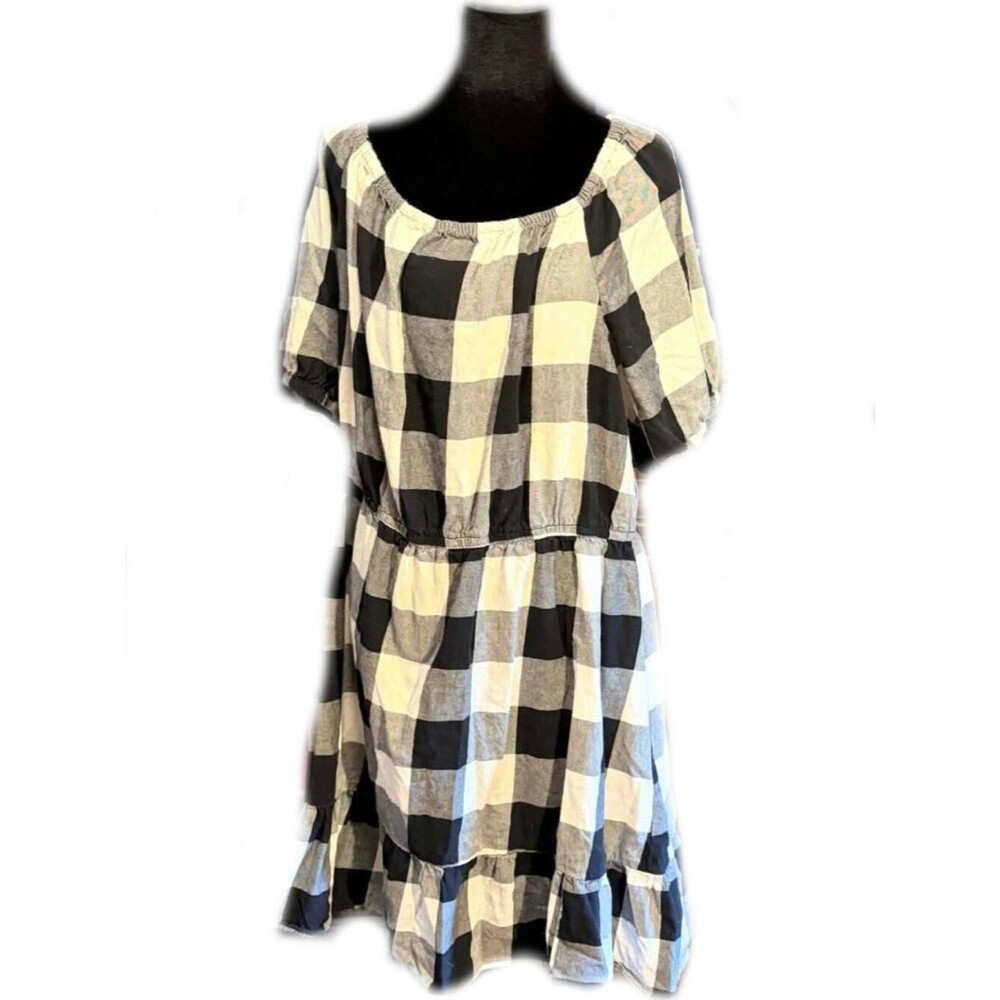 LAST CHANCE Cato Black and White Buffalo Check Dress